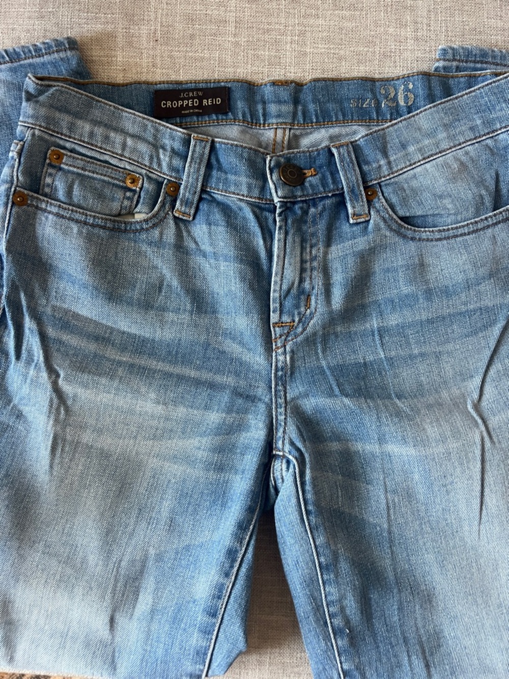 J. Crew Light Blue Cropped Reid Jeans, Size 26.